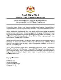 134 likes · 1 talking about this. Ministry Of Finance On Twitter Pelantikan Ketua Pegawai Eksekutif Mass Rapid Transit Corporation Sdn Bhd Mrt Corp Yang Baharu