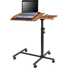 Adjustable Height Laptop Computer Standing Desk Cart With Wheels Fastfurnishings Com Computer Stand For Desk Portable Computer Desk Black Computer Desk