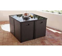 Acacia small wooden garden table, fsc. Buy Cube Rattan Effect 4 Seater Patio Set Black At Argos Co Uk Visit Argos Co Uk To Shop Online For Gard Garden Table And Chairs Garden Dining Set Patio Set