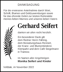 Traueranzeigen von Gerhard Seifert