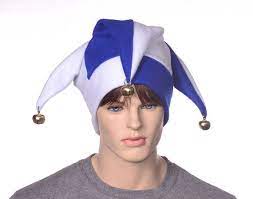 White And Blue Jester Hat Three Pointed Joker Halloween Etsy Jester Hat Halloween Costume Hats Joker Halloween Costume