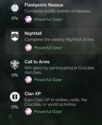 After this is complete you talk to zavala, then go into orbit, then back and talk to zavala again and you should receive nightfall, then go back out in orbit again. Destiny 2 Powerful Gear Luminous Engrams Explained