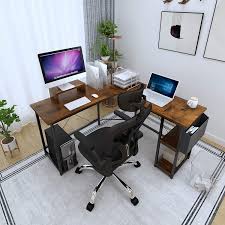 Many people have trouble organizing and keeping their belongings straight, we can help! Magic Life L Shape Desk Corner Desk 56 Inch Corner Computer Desk With Wood Monitor Stand Riser And Cpu Stand Gaming Table With Storage Bag Brown Home Office Desks Home Kitchen Vit Edu Au