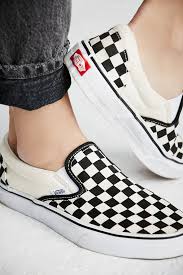 Black And Grey Checkered Slip On Vans Classic Checkered Slip On Vans Shoes Women Vans Slip On Shoes Slip On Sneakers