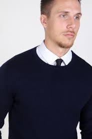Jack & Jones Mark Merino Crew Neck Strik Maritime Blue
