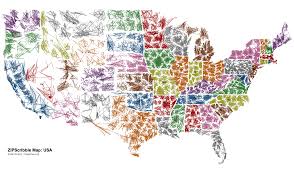 All The Colors Of The Us Or The Roots Of Zip Code Routing From 2006 Zip Codes Scribble Map Color Names Map Us Map Cartography