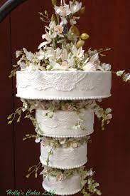 It was a focal point of the space, thanks to a large installation of greenery up above. Wedding Ideas Blog Chandelier Cake Hanging Cake Wedding Cake Chandelier