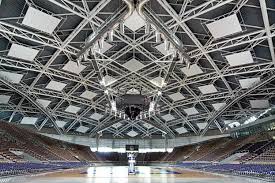 We Used Techstyle Customizable Ceilings To Create Acoustic Islands In Poland S Largest Arena Hunter Douglas Architecture Ceiling Design