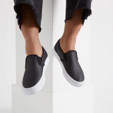 Shop for leather slip ons, popular shoe styles, clothing, accessories, and much more! Women S Perforated Leather Slip Ons In Black Little Burgundy