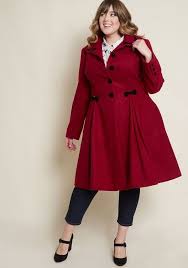 Plus Size Fit And Flare Coats The Untidy Closet Fit And Flare Coat Red Winter Coat Women Flattering Plus Size Dresses