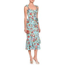 Dolce Gabbana Floral Ruffled Sleeveless Dress 4 295 Liked On Polyvore Featuring Dresses Blue Patte Flounce Hem Dress Fashion Embellished Cocktail Dress