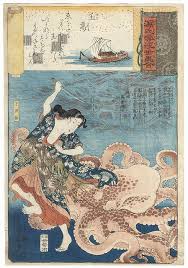 Fuji Arts Japanese Prints Tamakazura Chapter 22 Tamatori Stealing The Jewel By Kuniyoshi 1 Printable Japanese Art Japanese Woodblock Printing Japanese Art