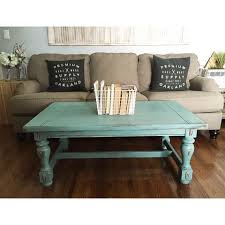 Turquoise Distressed Rustic Wood Coffee Table 48x27x19h Delivery I Coffee Table Distressed Furniture Refurbished Furniture