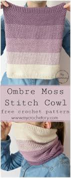 Ombre Moss Stitch Cowl Free Crochet Pattern With Chart Crochet Cowl Free Pattern Crochet Cowl Pattern Crochet Cowl