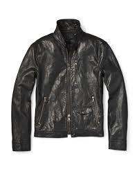 Mens Short Leather Zip Front Jacket