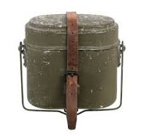 Original German WWII M31 Aluminum Mess Kit Kochgeschirr with Leather Strap  - Dated 1941