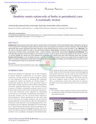 Pdf Dentistry Meets Nature Role Of Herbs In Periodontal Care A Systematic Review