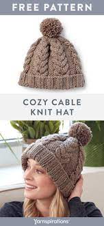 This was close to my favorite of all the best knit hat patterns! This Cozy Cable Knit Hat Pattern Works Up Fast With Super Bulky Bernat Softee Chunky Yarn Y Beanie Knitting Patterns Free Cable Knit Hat Pattern Knitted Hats