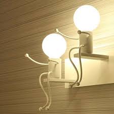 Southpo Led Wall Light Fixtures Creative Cartoon Staggered Double Little People Wall Lamps Be Wall Lamps Bedroom White Walls Living Room Indoor Sconce Lighting