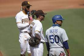 The padres' wil myers is congratulated in the dugout after hitting a two run home run during the second inning against the colorado rockies at . First Look Padres Vs Dodgers In Nl Division Series The San Diego Union Tribune