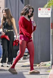 Selena Gomez wears black slip lingerie on the set of new music video with  Benny Blanco