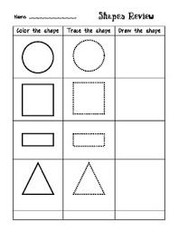 Coloring, tracing and drawing shapes. Shapes Review Color Trace And Draw By Rachel Koons Tpt