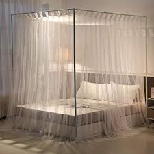 Product titlequeen size sturdy metal canopy bed frame in white. Buy Mengersi Simple 4 Corners Post Curtain Bed Canopy Bed Frame Canopies Net Bedroom Decoration Accessories Queen White Online In Indonesia B07pxvj7f8