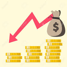 graph chart down icon down arrow symbol flat vector illustration