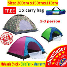 This deposit is refundable if you leave the campsite in a clean state. Sleeping Outdoor Camping Tent Khemah 2 Persons Waterproof Free Carry Bag Cp006 Shopee Malaysia
