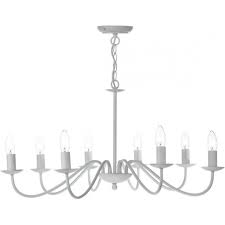 Matt White Chandelier In Simple Flemish Styling With 8 Candle Lights