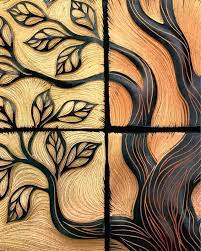 An Autumn Tree In Detail Part Of A Larger Backsplash Ceramic Tile Art Ceramic Wall Art Ceramics Ideas Art