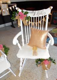 Baby Shower I Refurbished And Painted This Chair Then Added The Family Where Life Begins And Love Rustic Baby Shower Baby Shower Chair Baby Shower Pumpkin