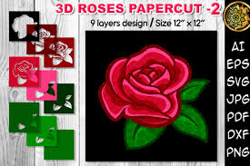 Download 3d Valentine Rose Flowers Multi Layered Flowers Papercut 2 By Mandala Creator Thehungryjpeg Com