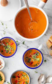 Roasted Red Pepper Soup Recipe Love And Lemons Recipe Red Pepper Soup Roasted Red Pepper Soup Stuffed Peppers