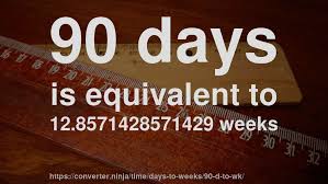 90 days is almost 3 months, and is sometimes considered synonymous with that. 90 D To Wk How Long Is 90 Days In Weeks Convert