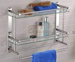 This towel bar makes the perfect stage for displaying decor or adding storage. 2 Tier Bathroom Shelf Rack With Double Glass Towel Rail Holders Storage 431 Shelf Glass Rack Mount Patch Panelrack Ring Aliexpress