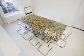Glass Top Dining Table With Lego Parts Offers Unique Furniture Design Idea Boardroom Table Lego Table Unique Furniture Design