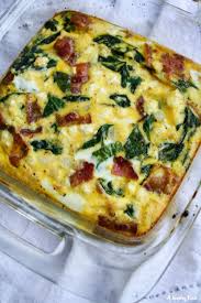 Spinach Bacon And Feta Egg Bake Recipe Breakfast Brunch Recipes Breakfast Recipes Casserole Breakfast Dishes