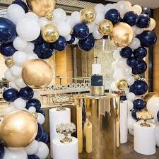 16ft Midnight Blue And Gold Balloon Garland Balloons Balloon Etsy Black And Gold Party Decorations Gold Party Decorations Navy Party Decorations