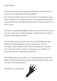Der weihnachtsmann ging durch den wald. Brief Vom Osterhasen