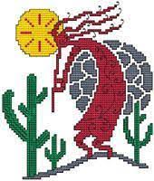 Design is 92 stitches wide by 113 high. Arizona Kokopelli By Cross Stitch Wonders