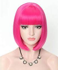 Cosycode 11 Inches Hot Pink Short Bob Wig With Bangs Synt Https Www Amazon Com Dp B07p6w9rmp Ref Cm Sw R Pi Dp U X Axmxd Wigs With Bangs Bob Wigs Pink Wig