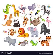 Big Vector Set With Animals In Cartoon Style Vector Collection With Mammals On A Childrens Theme Downl Animal Clipart Free Wild Animals Vector Cartoon Styles