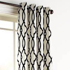 Shop black and cream striped drapes at bellacor. Flocked Trellis Black White Grommet Curtain Pier 1 Grommet Curtains Curtains Living Room White Curtains Living Room