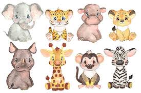 Safari Tropical Animal Clipart Jungle Animal Watercolor Etsy In 2020 Animal Clipart Safari Baby Animals Animal Clipart Free