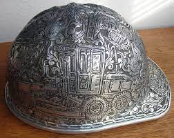 Dinosaurs And Robots Amazing Hand Tooled Aluminum Hard Hat Hard Hats Gas Metal Hard Hat