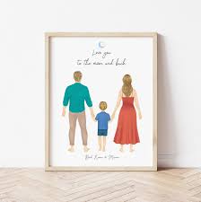 Personalized Mom Dad and Boy Print Art | Catia Creative