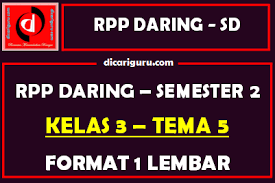 Rpp daring kelas 3 tema 1 format satu lembar. Rpp Daring 1 Lembar Kelas 3 Tema 5 Semester 2 Dicariguru Com