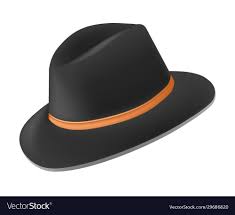 Black Fedora Hat With Tan Leather Band Side View Vector Image On Vectorstock Black Fedora Hat Leather Band Fedora