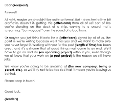 Review sample farewell letters, email message, and subject lines for letting your colleagues know that you're moving on. 12 Free Farewell Letter Samples Templates How To Write